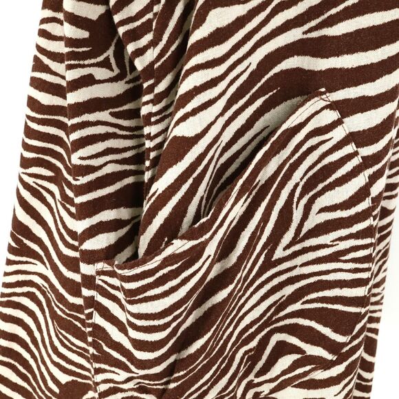 Jones NY Top Plus Size 1X Linen Blend Ivory Brown Animal Print Blouse Henley - Picture 11 of 13